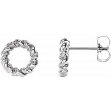 14K White 9.4 mm Circle Rope Earrings