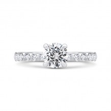 Shah Luxury 14K White Gold Round Cut Diamond 1/2 Run Engagement Ring (Semi-Mount)