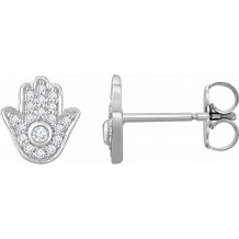 14K White 1/5 CTW Diamond Hamsa Earrings