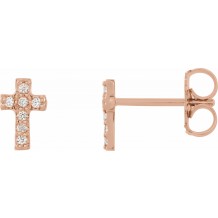 14K Rose .06 CTW Diamond Cross Earrings