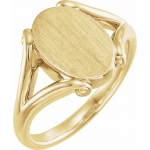 14K Yellow 13x9 mm Oval Signet Ring