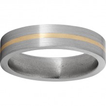 Titanium Flat Band with a 1mm 14K Yellow Gold Inlay and Satin Finish