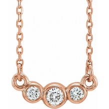 14K Rose Graduated Bezel-Set 1/8 CTW Diamond 16-18 Necklace