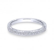 Gabriel & Co. 14k White Gold Victorian Diamond Wedding Band