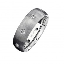 14k White Gold Bezel Finished Diamond Men's Band