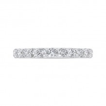 Shah Luxury 14K White Gold Half Run Diamond Wedding Band with Round Shank