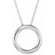 14K White 15 mm Circle 18 Necklace