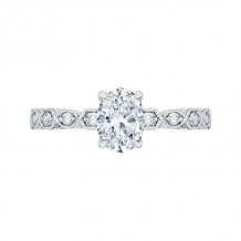 Shah Luxury 14K White Gold Oval Diamond Floral Engagement Ring (Semi-Mount)