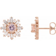 14K Rose Morganite & 3/4 CTW Diamond Earrings