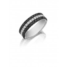 Henri Daussi 7mm Men's Wedding Band  Platinum White B 2.35 Ctw., W 1.50 Ctw. Black Diamond, White Diamond