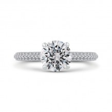 Shah Luxury 14K White Gold Round Diamond Cathedral Style Engagement Ring (Semi-Mount)