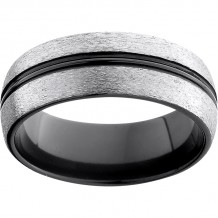 Black Zirconium Double Domed Band with Stone Finish
