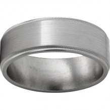 Titanium Flat Band with Milgrain Grooved Edges and Satin Finish