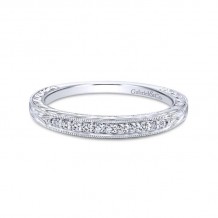 Gabriel & Co. 14k White Gold Victorian Diamond Wedding Band