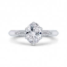 Shah Luxury 14K White Gold Oval Cut Diamond Engagement Ring (Semi-Mount)