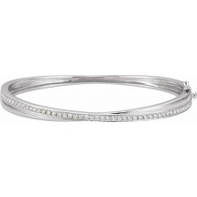 14K White 1 CTW Diamond Criss-Cross Bangle Bracelet