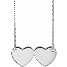14K White Double Heart 17 Necklace