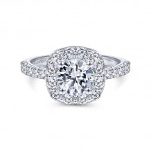 Gabriel & Co. 14k White Gold Contemporary Halo Engagement Ring