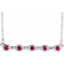 14K White Ruby Bezel-Set Bar 16 Necklace