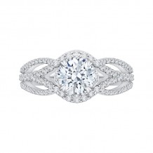Shah Luxury 14K White Gold Round Diamond Engagement Ring with Split Shank (Semi-Mount)
