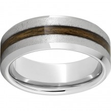 Serinium Beveled Edge Band with Bourbon Barrel Aged Inlay and Grain Finish