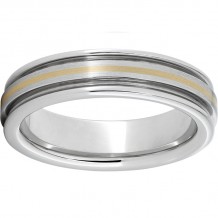 Serinium Rounded Edge Band with a 1mm 18K Yellow Gold Inlay and Satin Finish