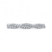 Shah Luxury 14K White Gold Round Diamond Crossover Wedding Band