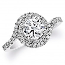 18k White Gold Halo Swirl Diamond Semi Mount Engagement Ring