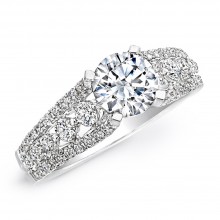 18k White Gold Diamond Prong Engagement Semi Mount Ring