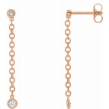 14K Rose 1/5 CTW Diamond Bezel Set Chain Earrings photo
