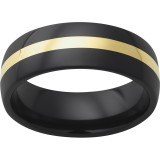 Black Diamond Ceramic Domed Band with 2mm 18K yellow gold Inlay photo