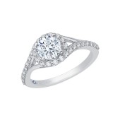 Shah Luxury 14K White Gold Round Diamond Halo Engagement Ring with Split Shank (Semi-Mount) photo 2