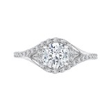 Shah Luxury 14K White Gold Round Diamond Halo Engagement Ring with Split Shank (Semi-Mount) photo