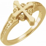 14K Yellow 13 mm Cross Ring photo