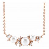 14K Rose Akoya Cultured Pearl & .08 CTW Diamond 18 Necklace photo