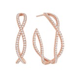 Henri Daussi 14k Rose Gold Diamond Hoop Earrings photo