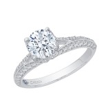 Shah Luxury 14K White Gold Round Diamond Engagement Ring with Split Shank (Semi-Mount) photo 2