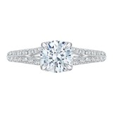 Shah Luxury 14K White Gold Round Diamond Engagement Ring with Split Shank (Semi-Mount) photo