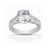 14k White Gold Diamond Semi-Mount Antique Engagement Ring photo