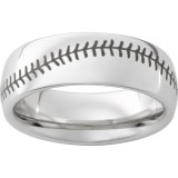 Serinium Domed Band with Baseball Laser Engraving photo
