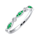 Gems One 14Kt White Gold Diamond (1/20Ctw) & Emerald (1/5 Ctw) Ring photo