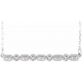 14K White 1/10 CTW Diamond Milgrain Bar 16-18 Necklace photo