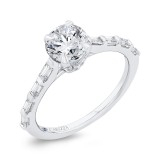 Shah Luxury 14K White Gold Round Cut Diamond Solitaire Plus Engagement Ring (Semi-Mount) photo 2