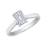 Shah Luxury 14K White Gold Emerald Cut Diamond Solitaire Engagement Ring (Semi-Mount) photo 2