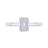 Shah Luxury 14K White Gold Emerald Cut Diamond Solitaire Engagement Ring (Semi-Mount) photo