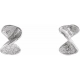 14K White Twisted Stud Earrings with Backs photo 2