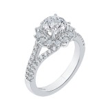 Shah Luxury 14K White Gold Round Diamond Halo Engagement Ring with Split Shank (Semi-Mount) photo 2