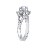 Shah Luxury 14K White Gold Round Diamond Halo Engagement Ring with Split Shank (Semi-Mount) photo 3