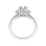 Shah Luxury 14K White Gold Round Diamond Halo Engagement Ring with Split Shank (Semi-Mount) photo 4