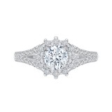 Shah Luxury 14K White Gold Round Diamond Halo Engagement Ring with Split Shank (Semi-Mount) photo